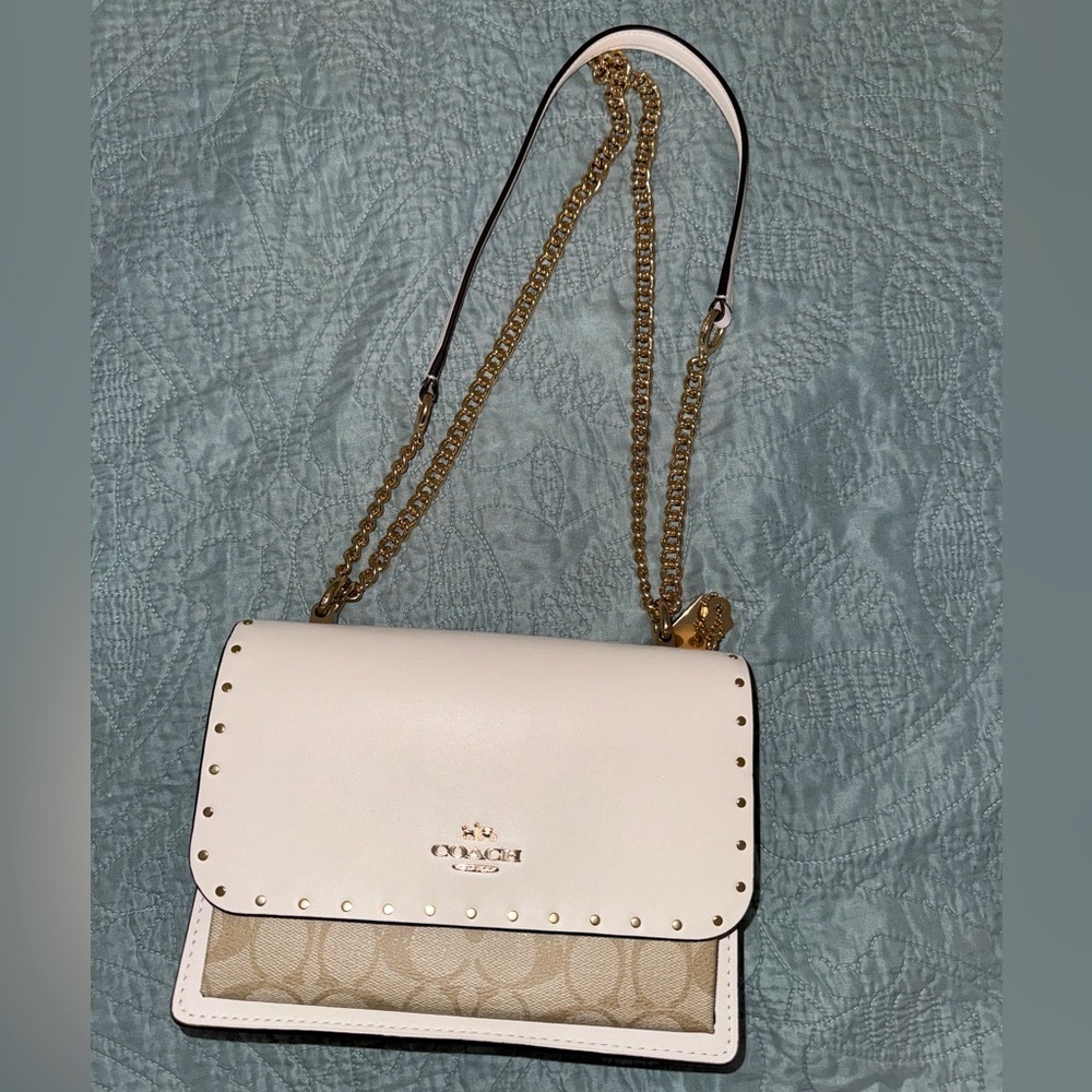 Coach Klare Crossbody Purse with Rivets and Embossed Snakeskin